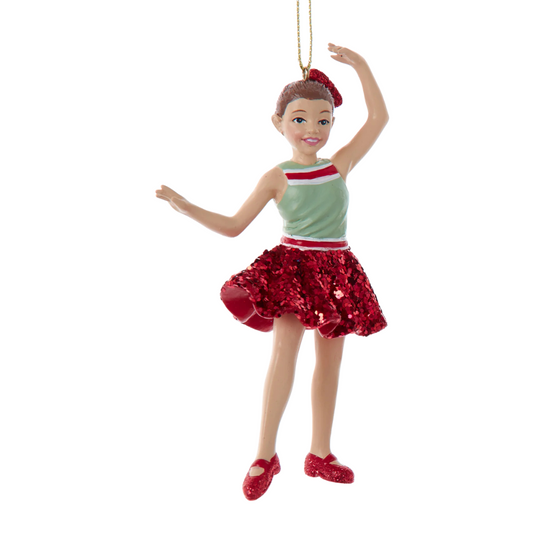 Red & Green Girl Jazz Dancer Ornament