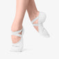 White Stretch Canvas Split Sole Ballet Slipper- Adult
