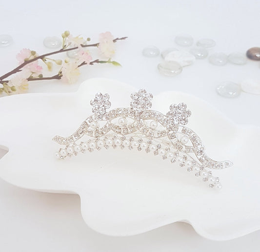 Crystal and Pearl Flower Tiara