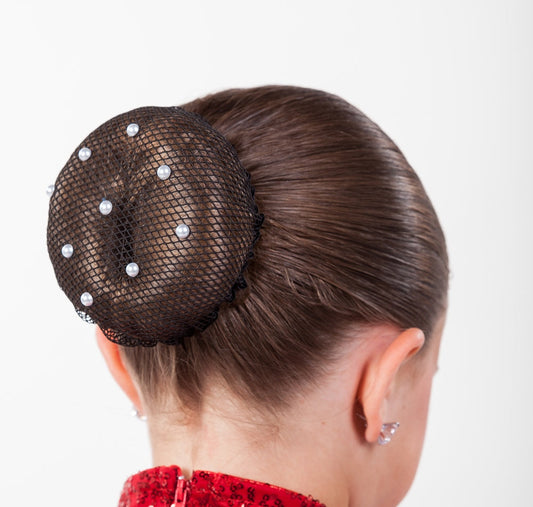 Mesh Bun Cover with Pearls