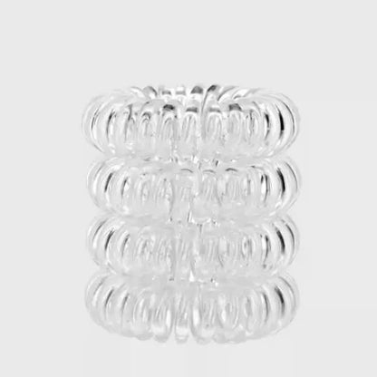 Spiral Hair Ties 4 Pack- Clear