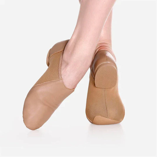 Java Leather Jazz Shoe with Arch Hugging Neoprene- Suntan