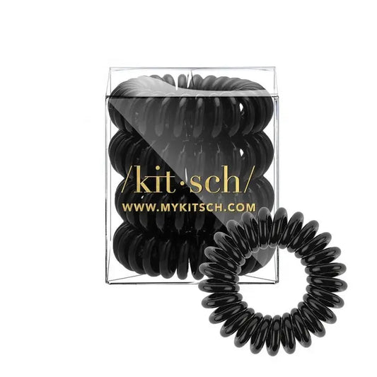 Spiral Hair Ties 4 Pack- Black