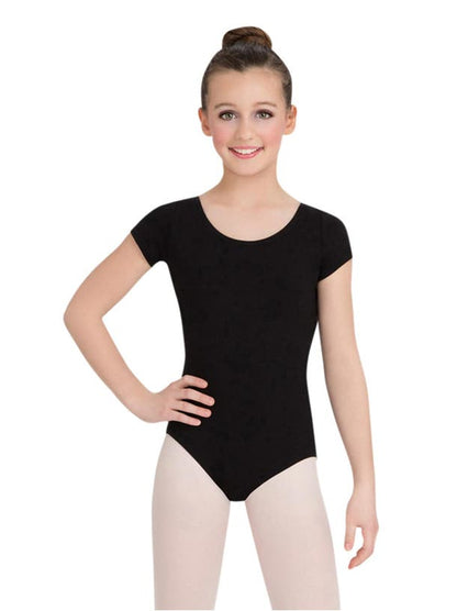 Cotton Short Sleeve Leotard- Girls