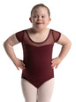 Studio Collection Mesh Yoke Short Sleeve Leotard- Girls
