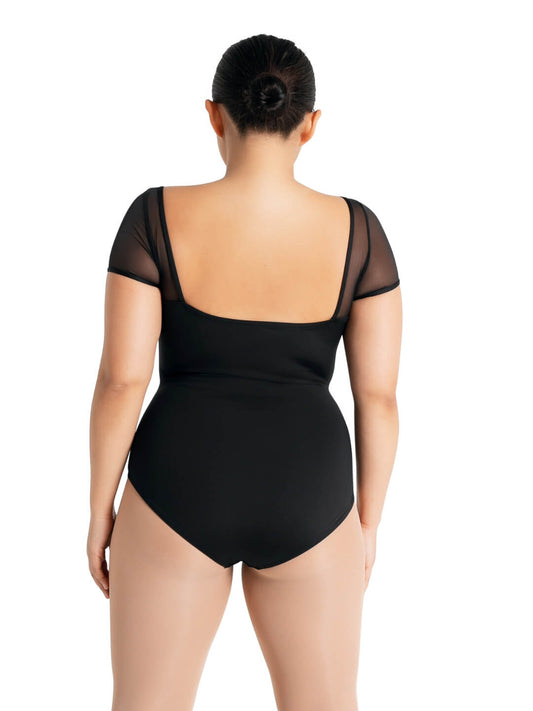 Studio Collection Mesh Yoke Short Sleeve Leotard