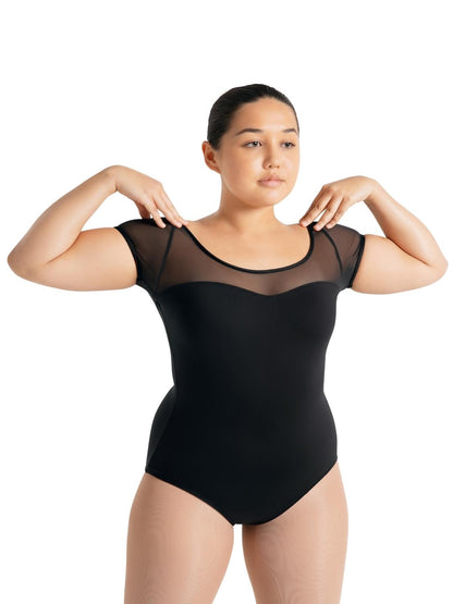 Studio Collection Mesh Yoke Short Sleeve Leotard
