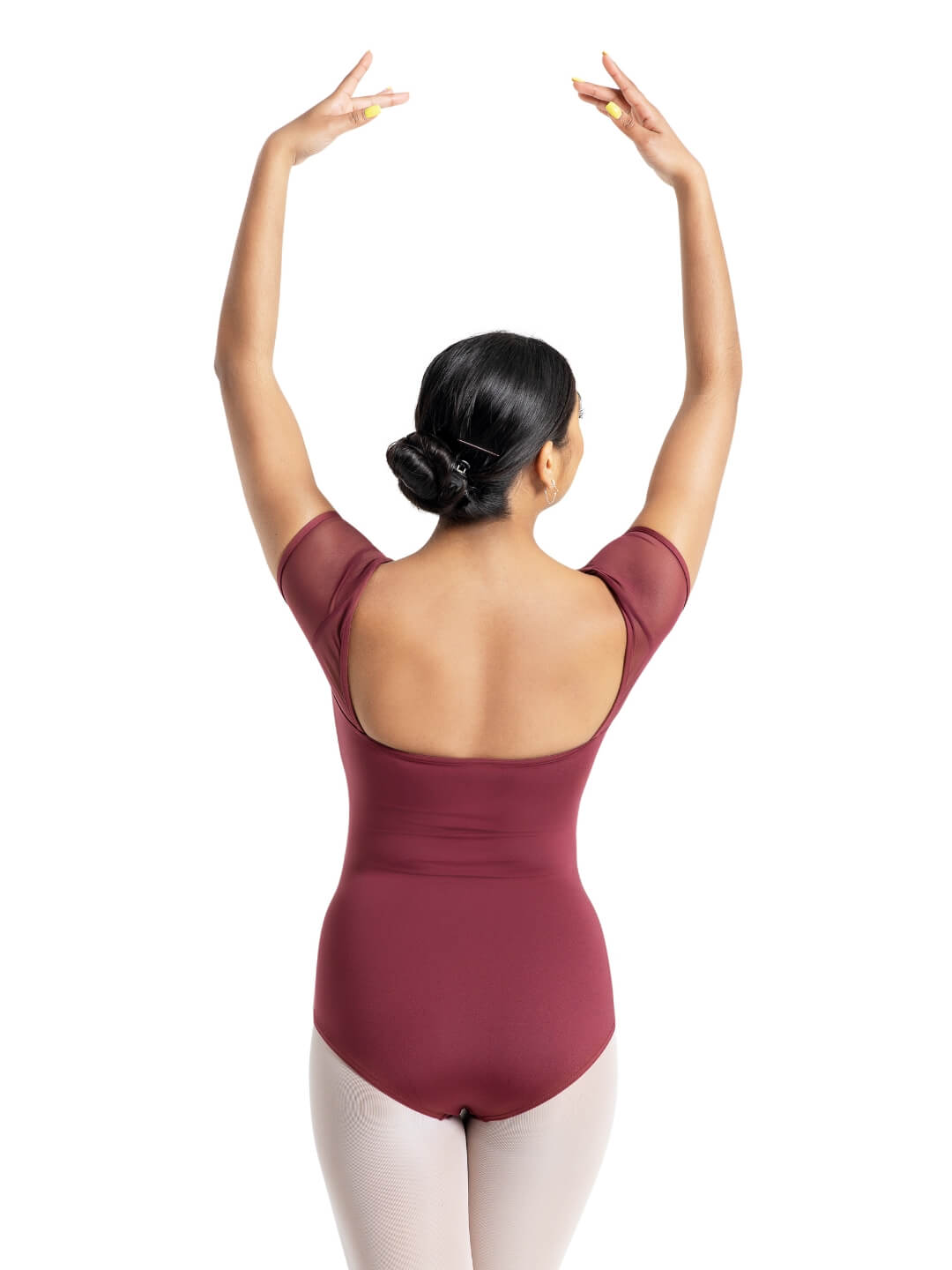 Studio Collection Mesh Yoke Short Sleeve Leotard
