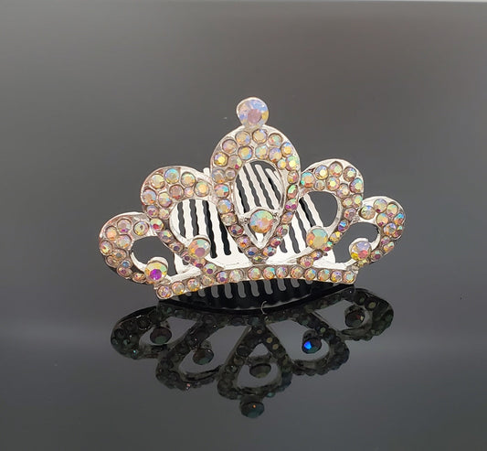 Mini Crown Tiara with AB Crystals